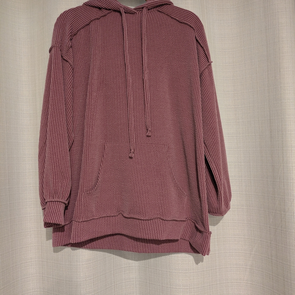 Pink Ribbed Hoodie - Picture 4 of 4